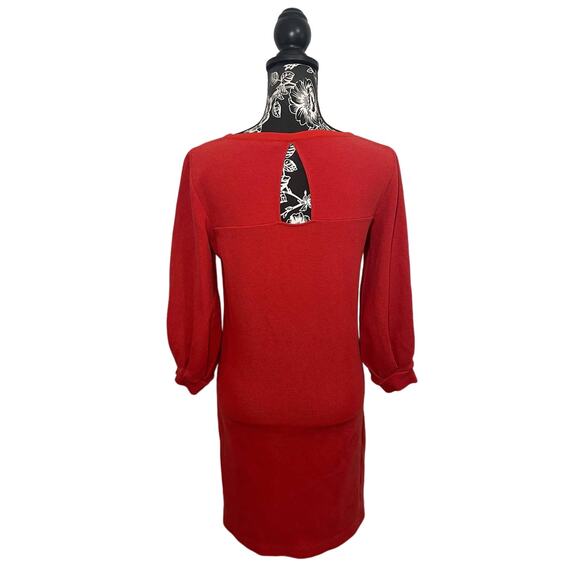 Massimo Dutti Midi Dress Waffle Knit Back Keyhole Cutout Red Orange Size Medium - Picture 2 of 8
